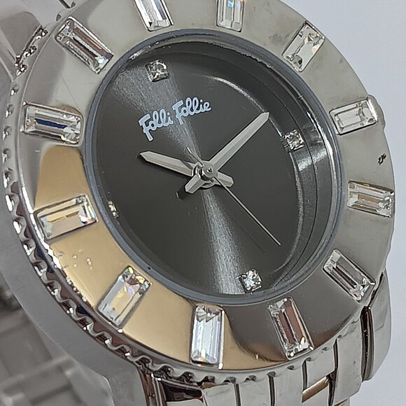 VINTAGE Folli Follie WF5T114BS Women's 33mm Crystal Accent S/Steel Quartz Watch - Picture 5 of 12
